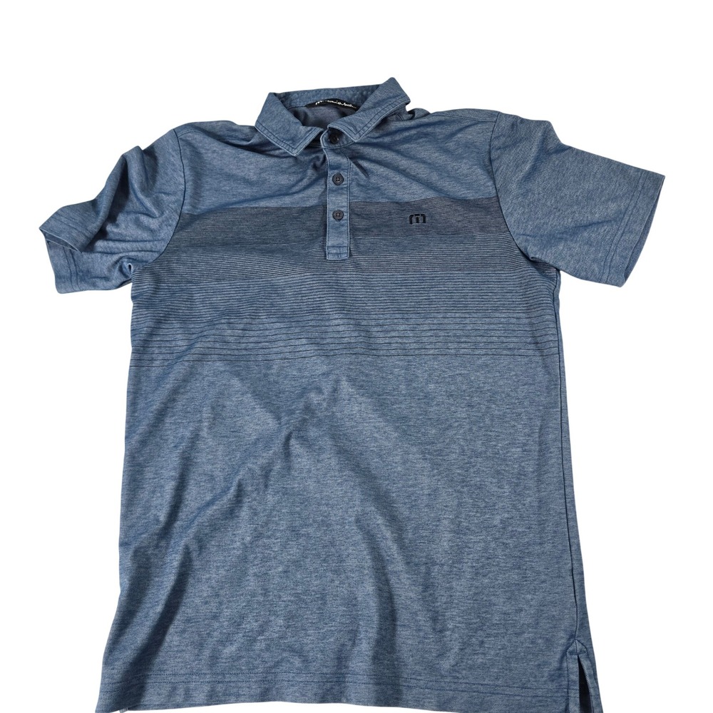 TravisMathew Mens Blue Heather Gradient Stripe Pima Cotton Blend‎ Polo Shirt S